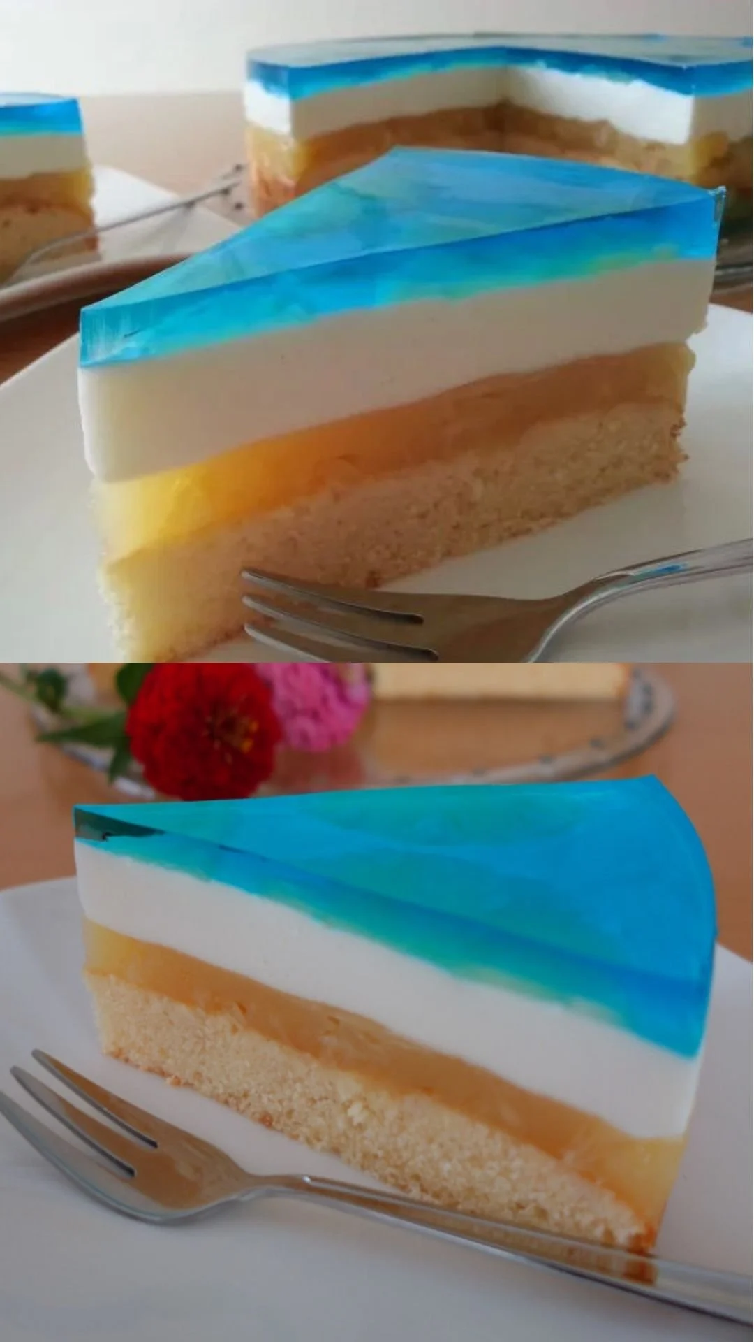 Blauer Hawaii-Kuchen serviert auf einem Tisch