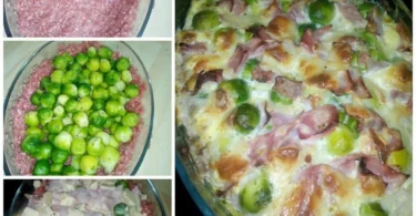 Brüsseler Sprossenauflauf mit knackigen Sprossen und Käse überbacken