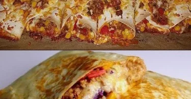 Burritos mit Hackfleisch und Käse auf einem Teller serviert
