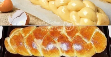 Hefezopf, frisch gebacken, golden und fluffig, nach traditionellem Rezept