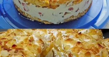 Himbeeren Himmelstorte mit frischen Himbeeren und Sahnecreme