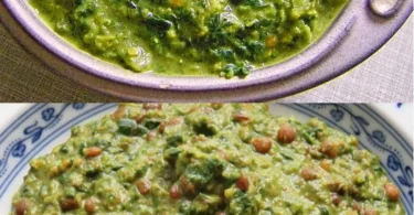 Schale mit indischem Linsen-Spinat-Dhal Palak, aromatisch und gesund.