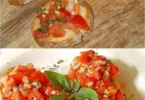 Italienische Bruschetta mit frischen Tomaten und Basilikum