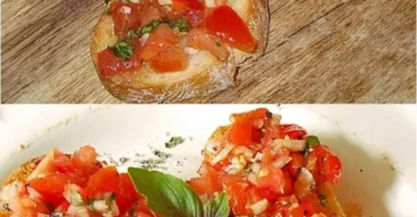 Italienische Bruschetta mit frischen Tomaten und Basilikum