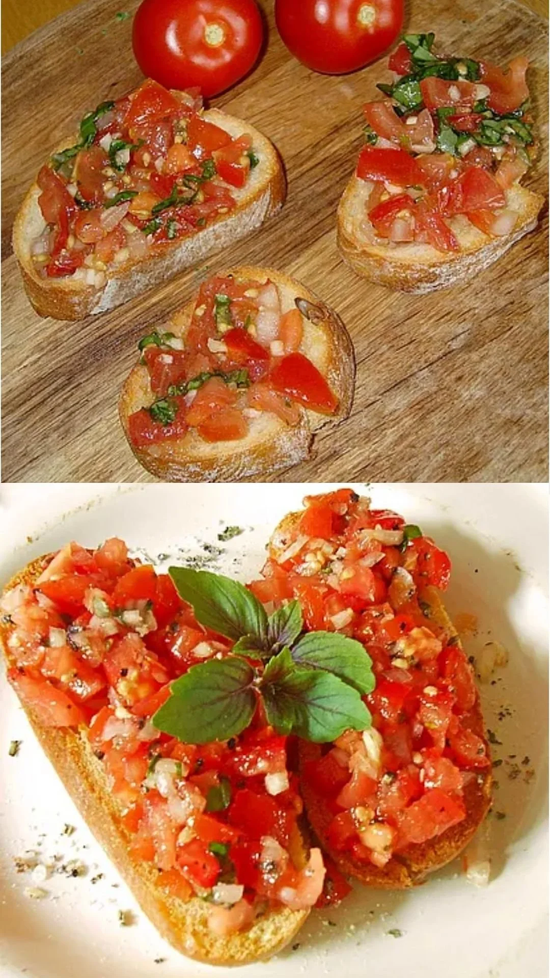 Italienische Bruschetta mit frischen Tomaten und Basilikum