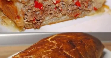 Käse Hackbraten in Blätterteig, perfekt für Festessen und besondere Anlässe.