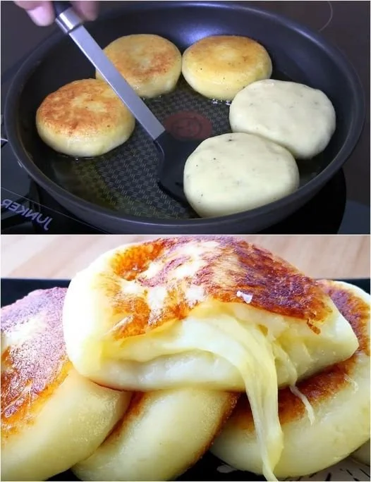 Käse-Kartoffelpuffer mit goldbrauner Kruste auf einem Teller serviert