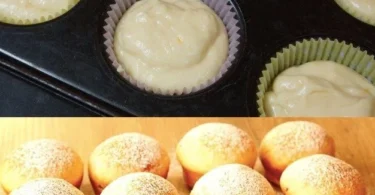 Käsekuchen-Muffins mit Vanillepudding-Füllung auf einem Teller