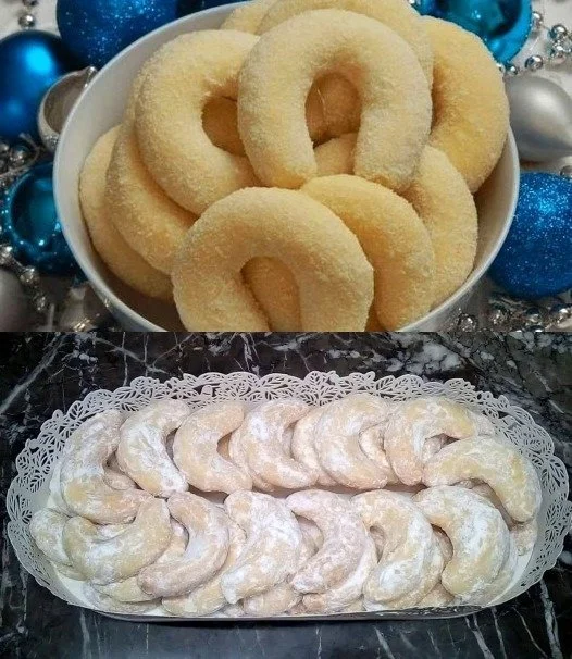 Ein Teller mit frisch gebackenen Kipferl in verschiedenen Variationen.