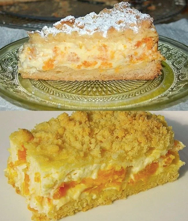 Krümelkuchen mit Mandarinen und saurer Sahne