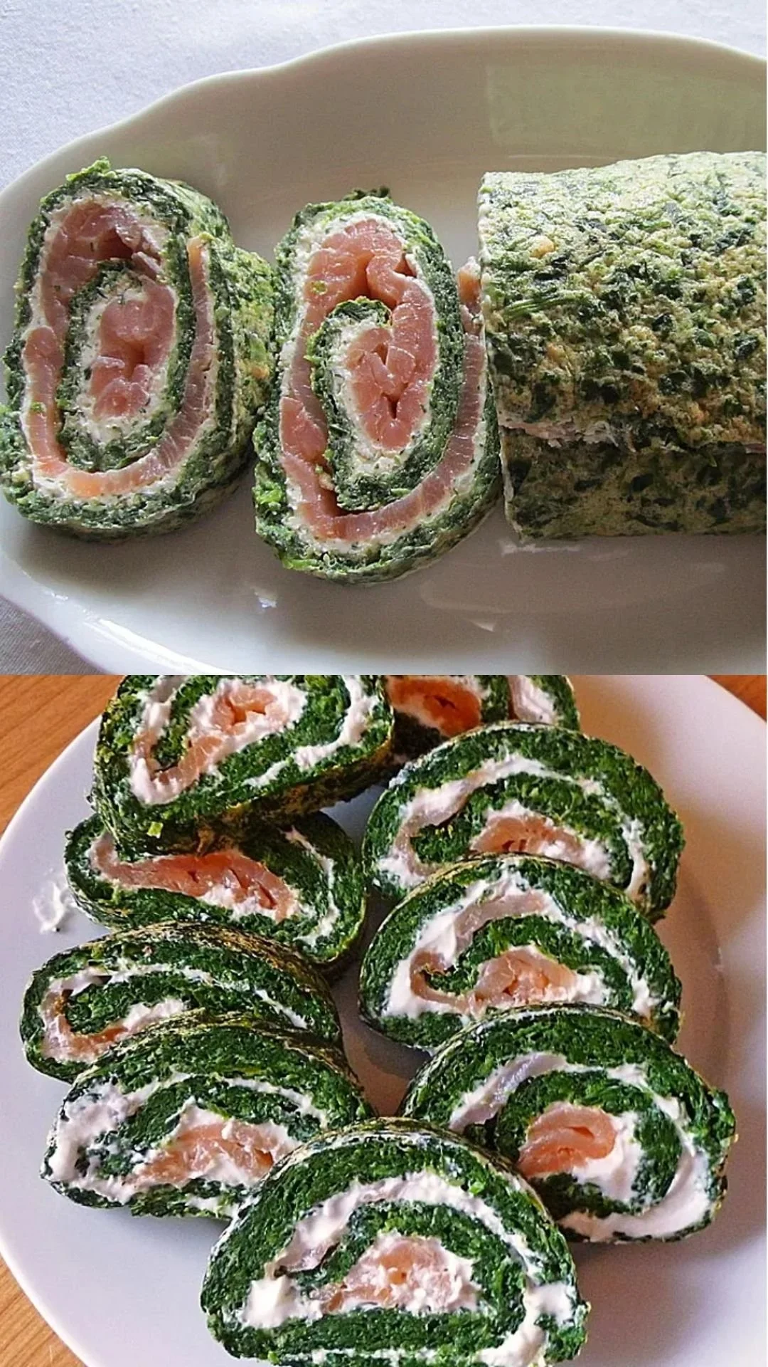 Lachs-Spinat-Rolle auf einem festlichen Teller angerichtet