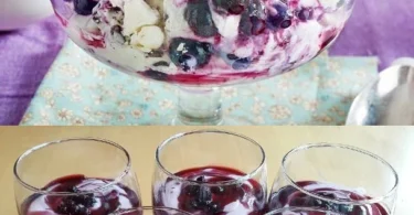 Leckeres Heidelbeer-Mascarpone-Dessert mit frischen Heidelbeeren und Mascarpone-Creme