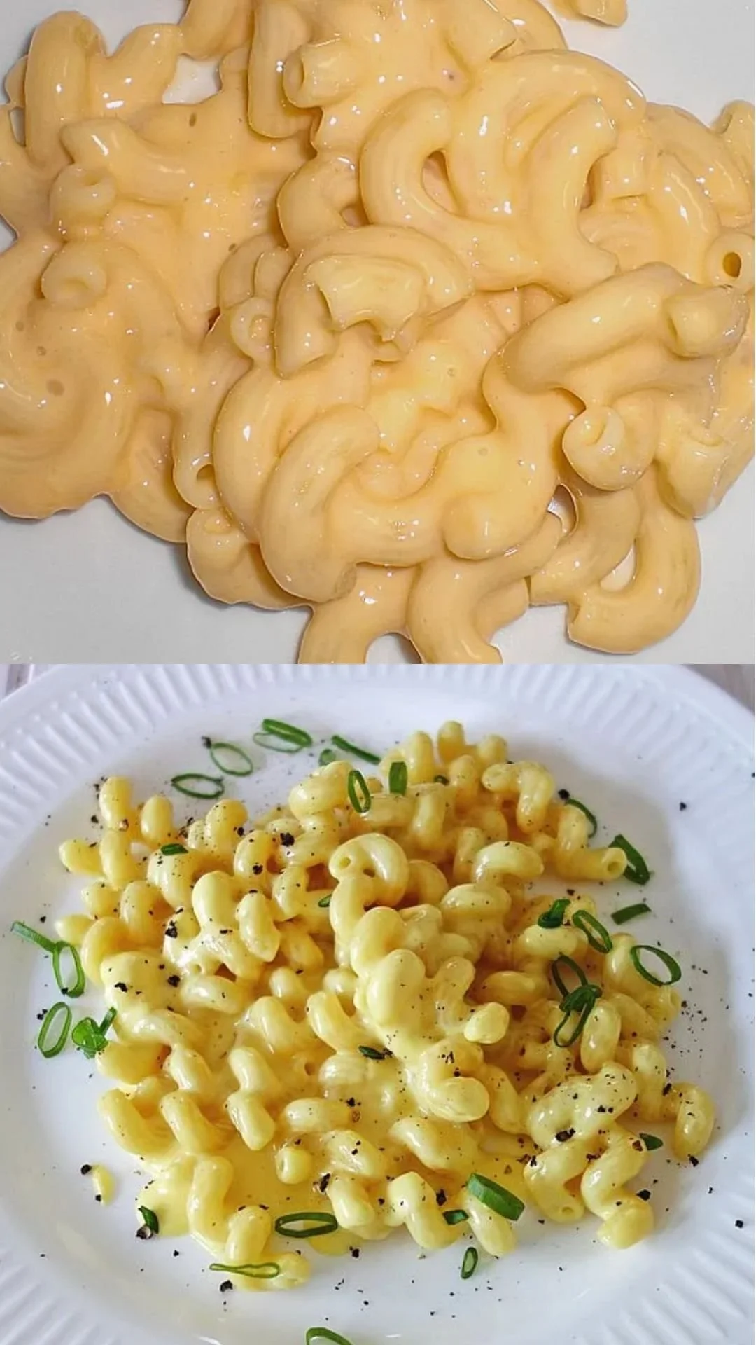 Leckere Portion Makkaroni Käse auf einem Teller, serviert mit Kräutern.