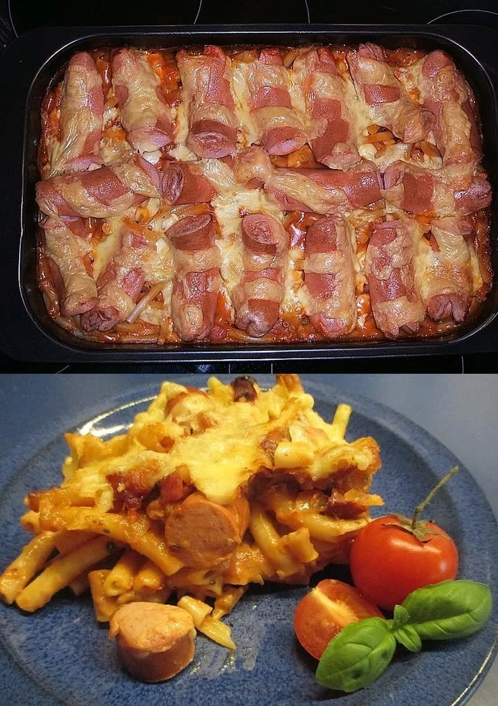 Makkaroni Würstchen Auflauf
