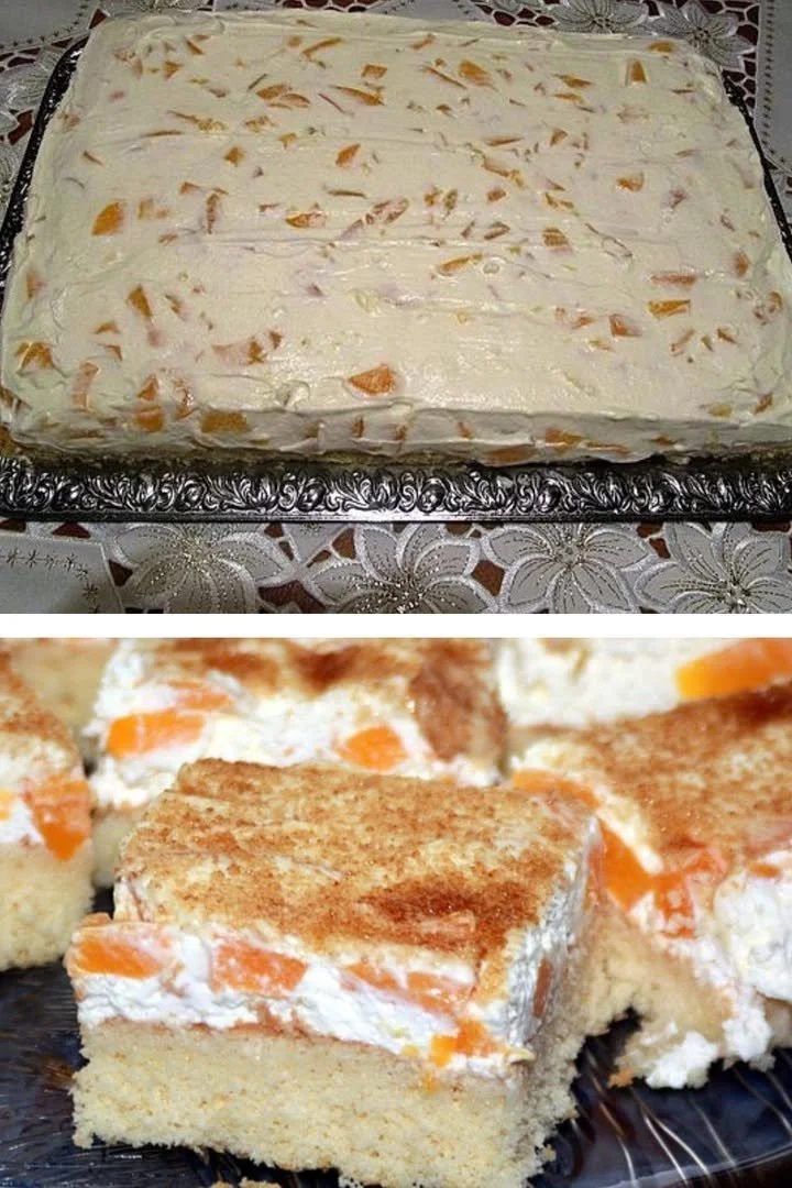 Pfirsichkuchen mit Sahne