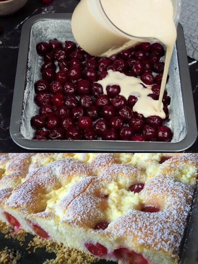 Saftiger Quark-Kirsch-Kuchen mit frischen Kirschen und cremigem Quark