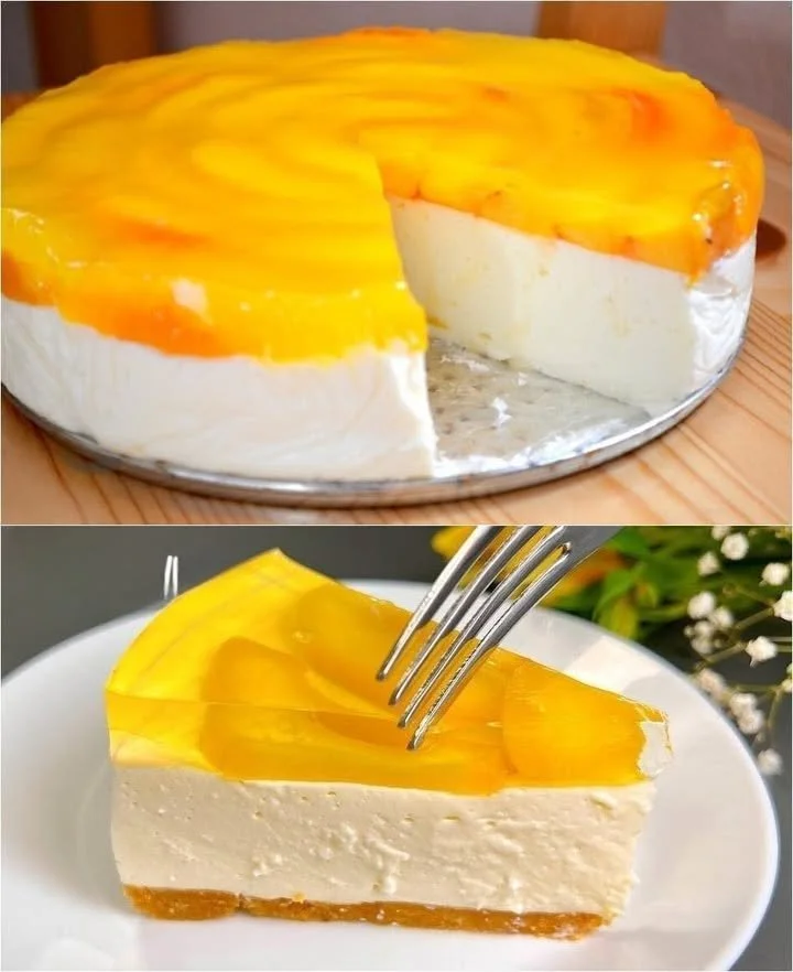 Quarkkuchen mit Pfirsichen