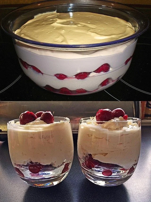 Sauerrahm-Creme mit Mascarpone und Sauerkirschen