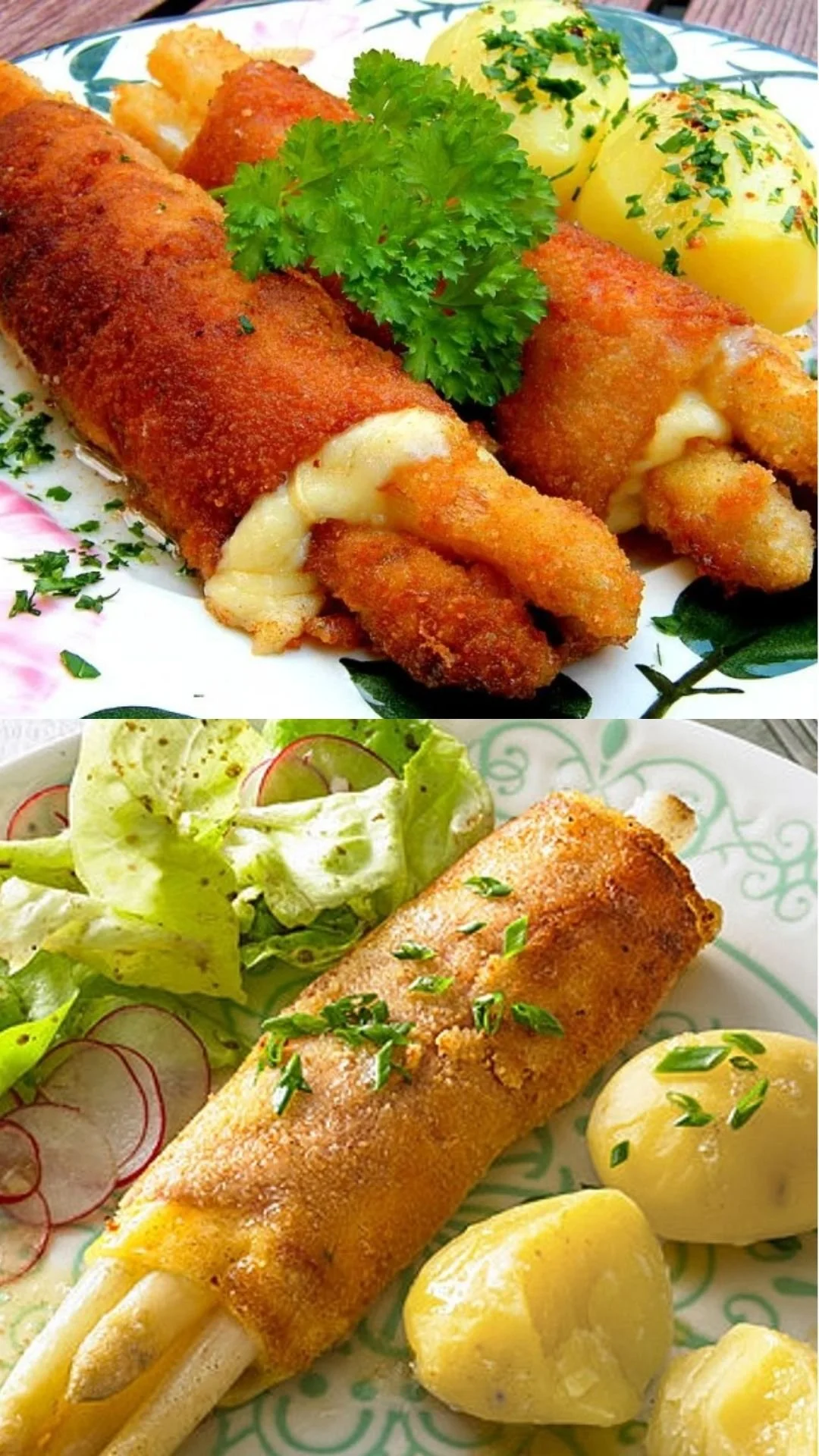 Leckeres Spargel Cordon Bleu mit Käse und Schinken