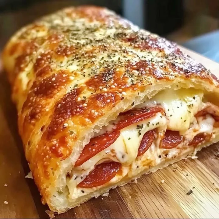 Leckere Stromboli-Pizza mit Käse und frischen Zutaten