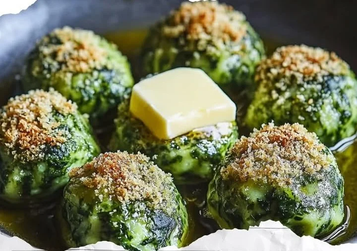 Südtiroler Spinatknödel mit Butter und Parmesan