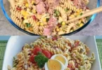 Frischer Thunfischsalat mit Gemüse und Dressing