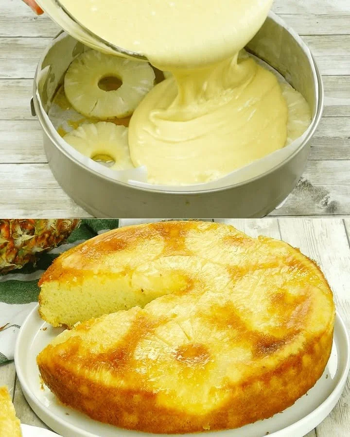 Umgekehrter Kuchen mit Ananas