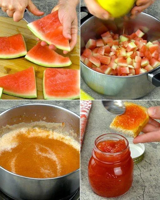 Hausgemachte Wassermelonenmarmelade in einem Glas