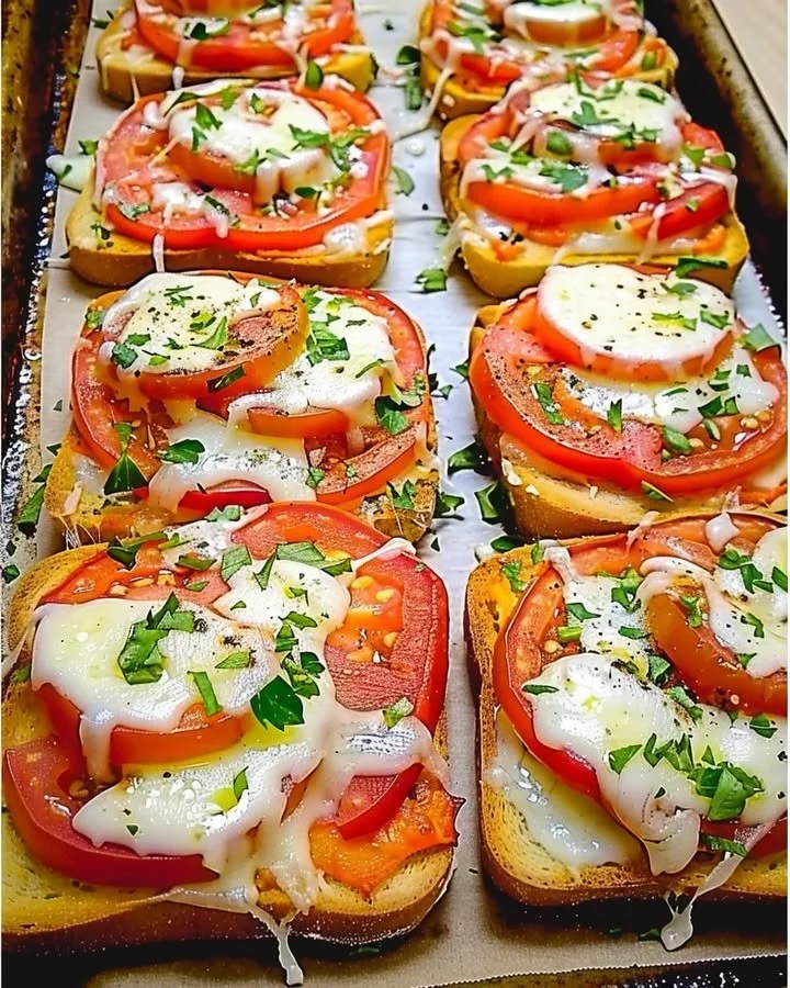 Heute Abend Vor Dem Abendessen Tomaten Mozzarella Toast Im Ofen Gebacken
