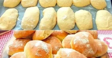 Bäckerbrötchen Rezept mit 3 Zutaten auf einem Holzbrett