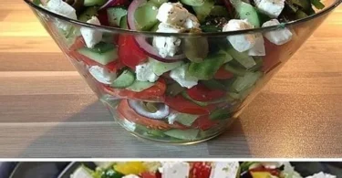 Schmackhafter Bauernsalat mit frischem Gemüse und Feta-Käse