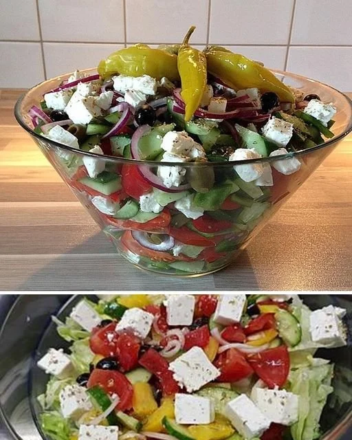 Schmackhafter Bauernsalat mit frischem Gemüse und Feta-Käse