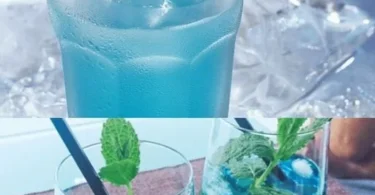 Blauer Engel Cocktail mit frischen Zutaten in einem Glas