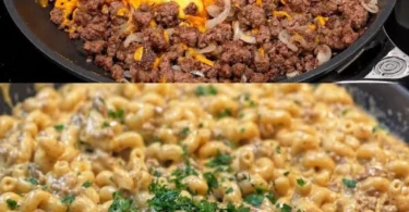 Leckere Cheeseburger Pfanne mit saftigen Zutaten für ein sättigendes Gericht.