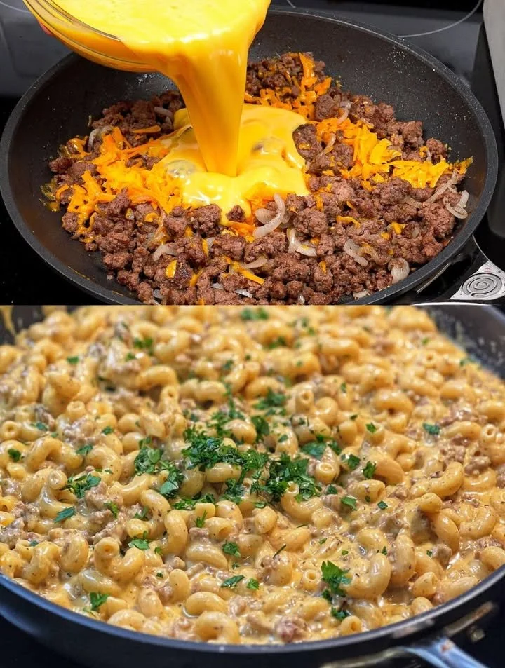 Leckere Cheeseburger Pfanne mit saftigen Zutaten für ein sättigendes Gericht.