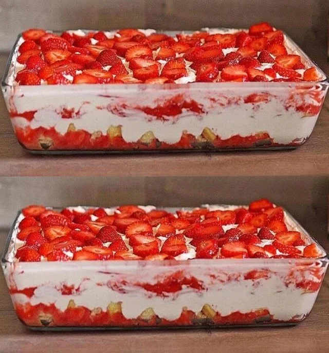 Leckeres Erdbeer-Mascarpone-Dessert mit frischen Erdbeeren und Mascarpone-Creme