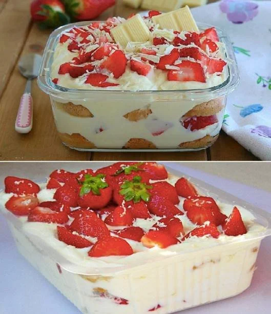 Erdbeer Tiramisu mit weißer Schokolade