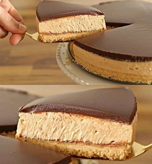 Fantastische Nutella Torte ohne Backen auf einem Teller serviert.