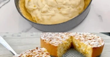 Fantastischer Pfirsich Sahnekuchen mit frischen Pfirsichen und Sahne