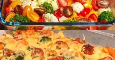 Leckere Gemüseauflauf mit frischem Gemüse und Käse überbacken.