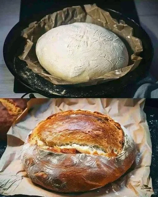 Frisches Joghurtbrot auf einem Holzbrett, aufgeschnitten und serviert.