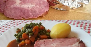Kasseler im Ofen zubereitet mit Gemüse und Gewürzen