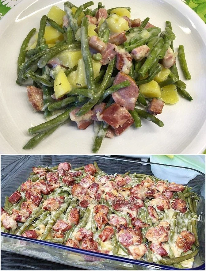 Kasseler mit Kartoffeln und grünen Bohnen
