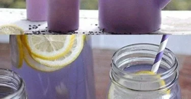 Erfrischende Lavendel-Limonade in einem Glas mit Lavendelblüten.