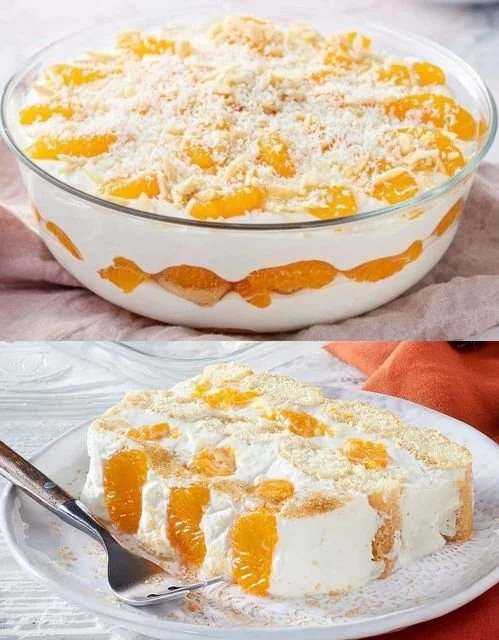 Köstliches Mandarinen Tiramisu mit frischen Mandarinen und Sahne