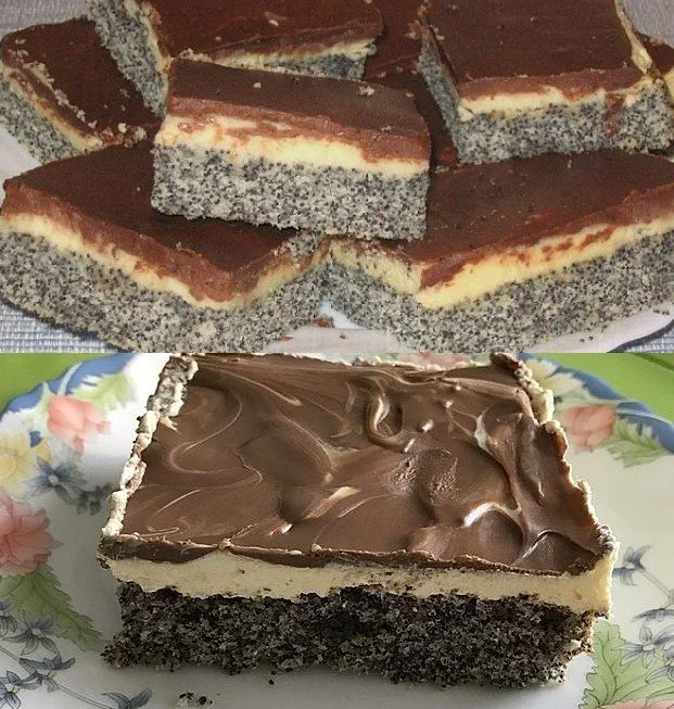 Mohnkuchen mit Pudding