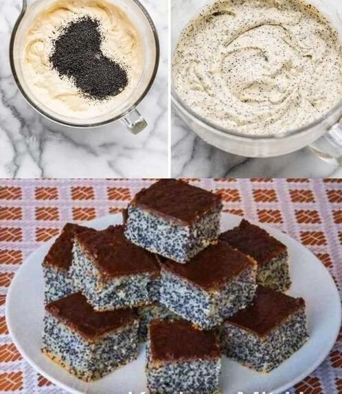 Mohnkuchen mit Schokoladenglasur