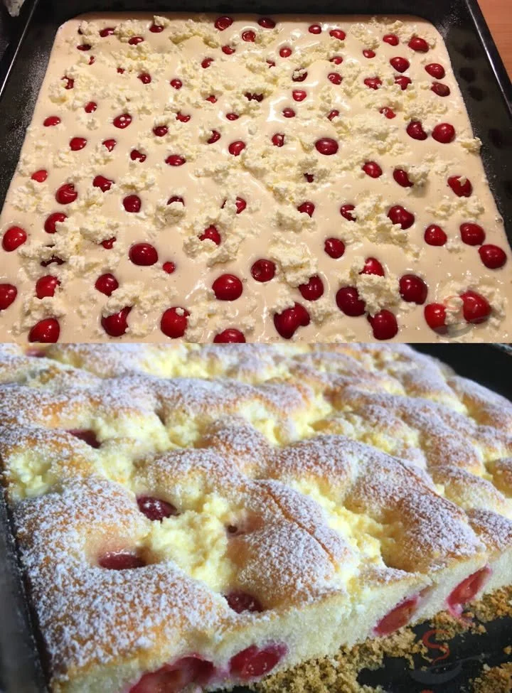 Omas Kirschkuchen mit frischen Kirschen und leckerem Teig