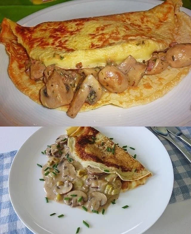 Leckere Pilz Pfannkuchen serviert auf einem Teller