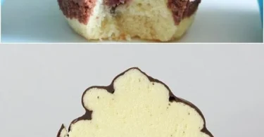 Leckere Pudding Donauwellen Muffins auf einem Teller serviert